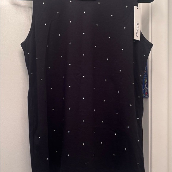 Chicos Black Sleeveless Top with Embellishments NWT - Picture 3 of 6
